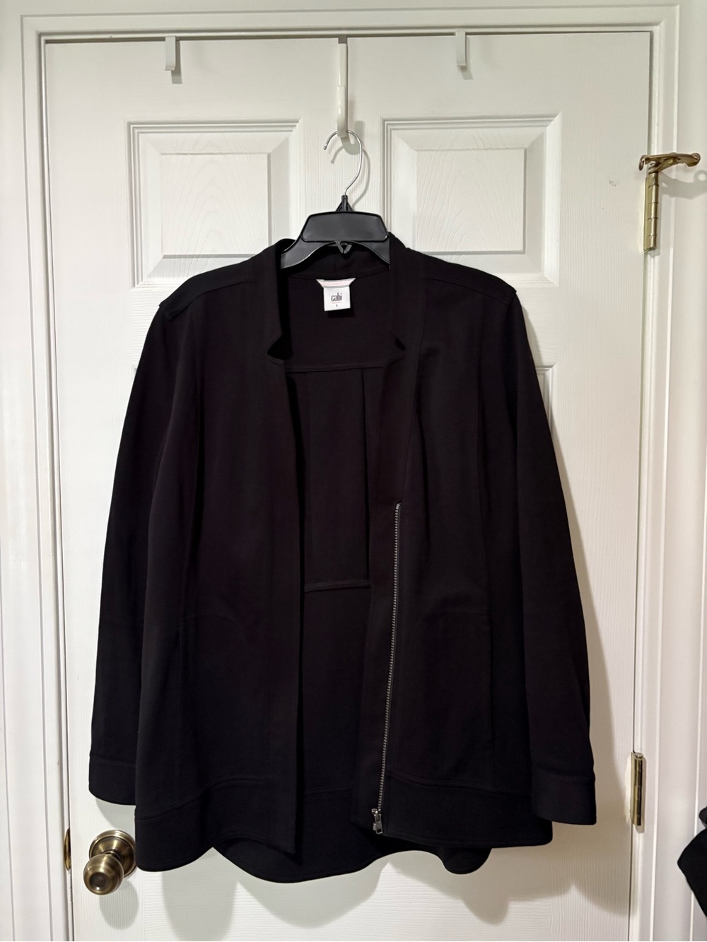 CAbi Black Asymmetrical Zip Blazer Jacket